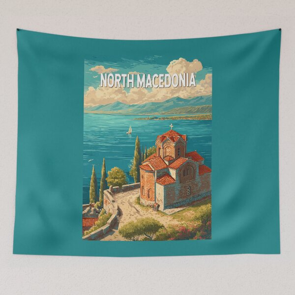 Item preview, North Macedonia Illustration Travel Art Vintage designed and sold by KrisSidDesigns.