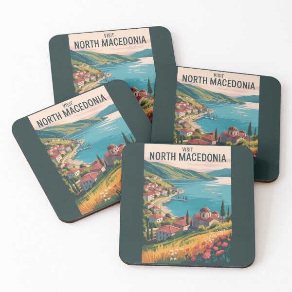 Item preview, North Macedonia Skyline Illustration Travel Art Vintage designed and sold by KrisSidDesigns.