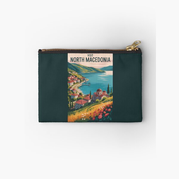 Item preview, North Macedonia Skyline Illustration Travel Art Vintage designed and sold by KrisSidDesigns.