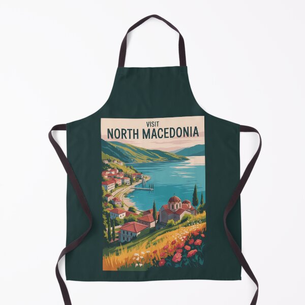 Item preview, North Macedonia Skyline Illustration Travel Art Vintage designed and sold by KrisSidDesigns.