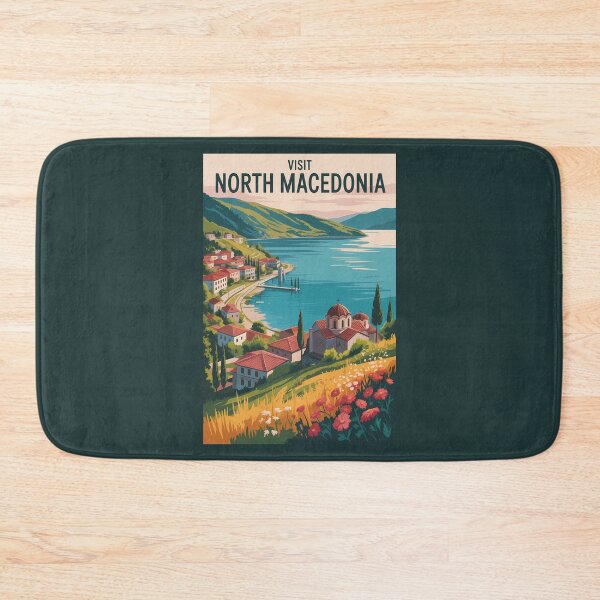 Item preview, North Macedonia Skyline Illustration Travel Art Vintage designed and sold by KrisSidDesigns.