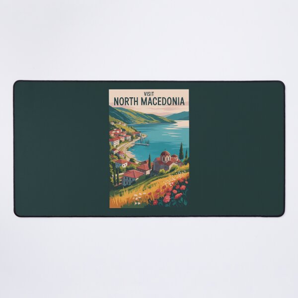 Item preview, North Macedonia Skyline Illustration Travel Art Vintage designed and sold by KrisSidDesigns.