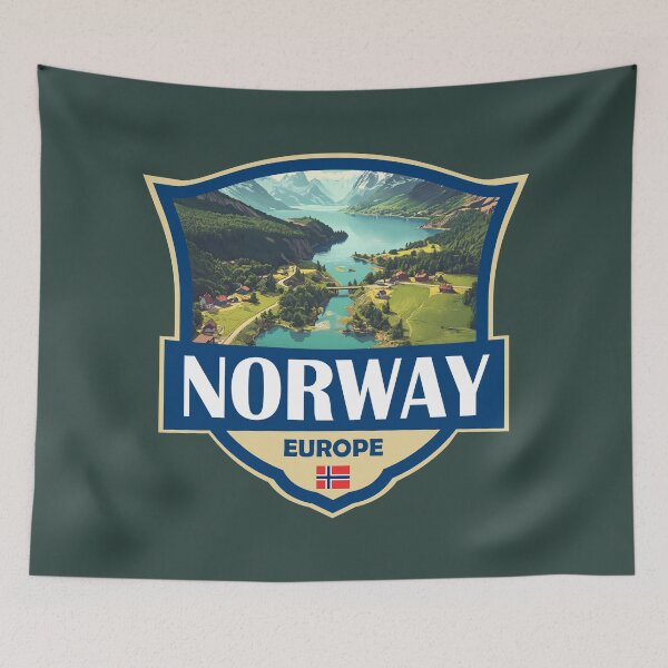 Item preview, Norway Illustration Retro Badge designed and sold by KrisSidDesigns.