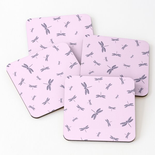 Item preview, Fluttering Dragonflies - dark purple on light pink designed and sold by Elodie-Motifs.