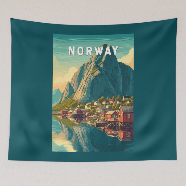 Item preview, Norway Illustration Travel Art Vintage designed and sold by KrisSidDesigns.