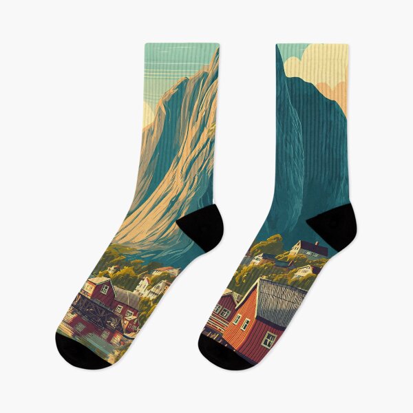 Item preview, Norway Illustration Travel Art Vintage designed and sold by KrisSidDesigns.