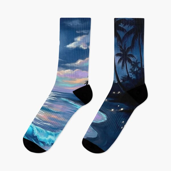 Item preview, Moonlit Tropical Beach Bioluminescent Wave Painting designed and sold by matchakpop.