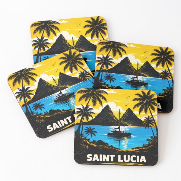 Item preview, Saint Lucia Pitons Golden Sunset in Soufriere Bay designed and sold by scicilysimonee.