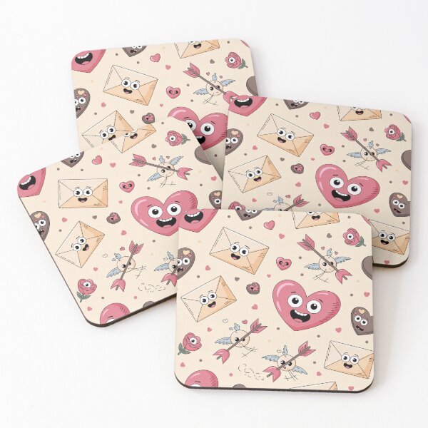 Item preview, Cute Kawaii Valentine's Day Pattern | Hearts Love Letters Cupids designed and sold by Midnight Veil Designs.