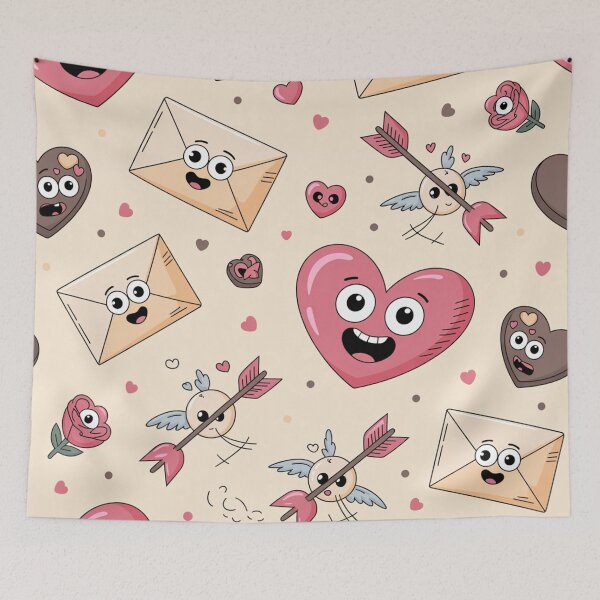 Item preview, Cute Kawaii Valentine's Day Pattern | Hearts Love Letters Cupids designed and sold by Midnight Veil Designs.
