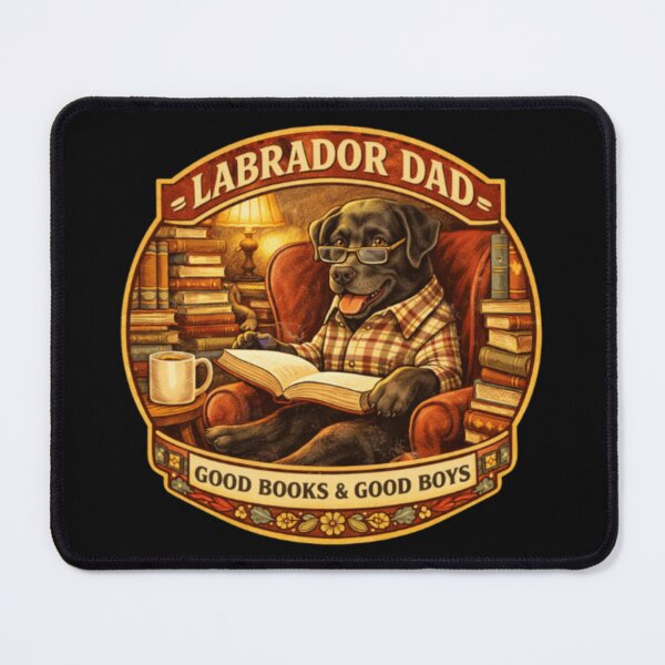 Item preview, Labrador Dad Reading Books — Good Books Good Boys Vintage Badge Gift designed and sold by PawPrintCustom.