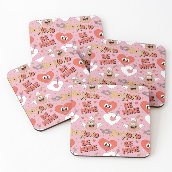 Artikelvorschau, Niedliches „XOXO Be Mine“-Valentinstagsmuster | Kawaii-Herzen, Amoretten entworfen und verkauft von Midnight Veil Designs.