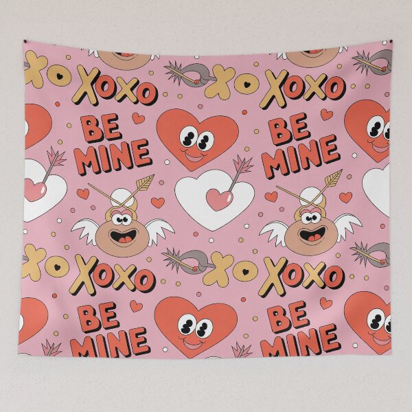 Item preview, Cute XOXO Be Mine Valentine's Day Pattern | Kawaii Hearts Cupids designed and sold by Midnight Veil Designs.