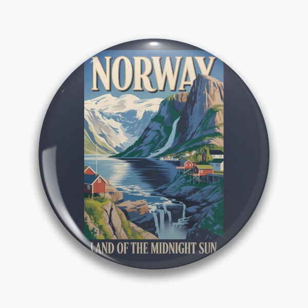 Item preview, Norway Landscape Illustration Travel Art Vintage designed and sold by KrisSidDesigns.