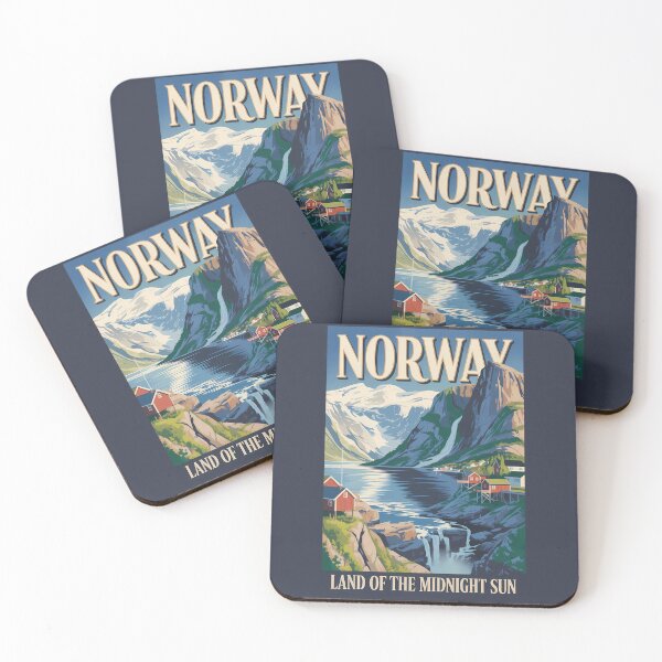 Item preview, Norway Landscape Illustration Travel Art Vintage designed and sold by KrisSidDesigns.
