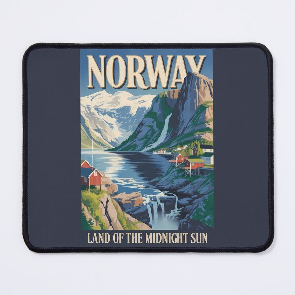 Item preview, Norway Landscape Illustration Travel Art Vintage designed and sold by KrisSidDesigns.