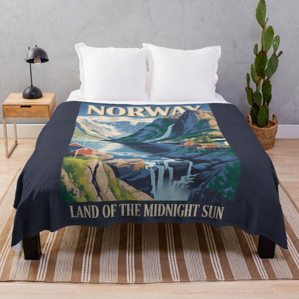 Item preview, Norway Landscape Illustration Travel Art Vintage designed and sold by KrisSidDesigns.