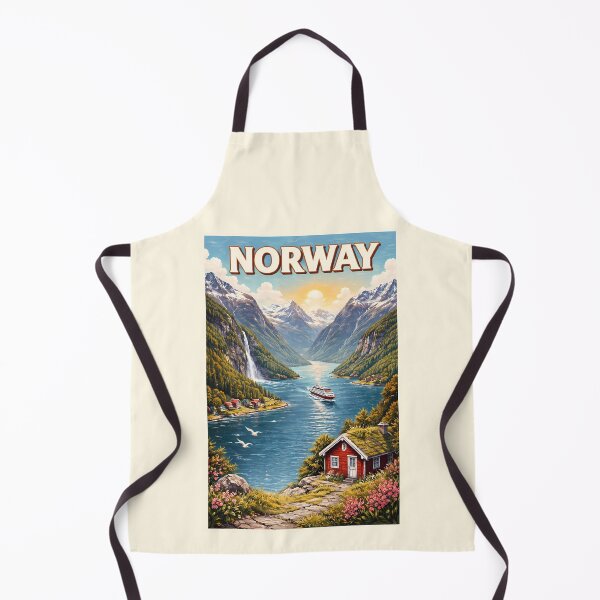 Item preview, Norway Fjord Illustration Travel Art Vintage designed and sold by KrisSidDesigns.