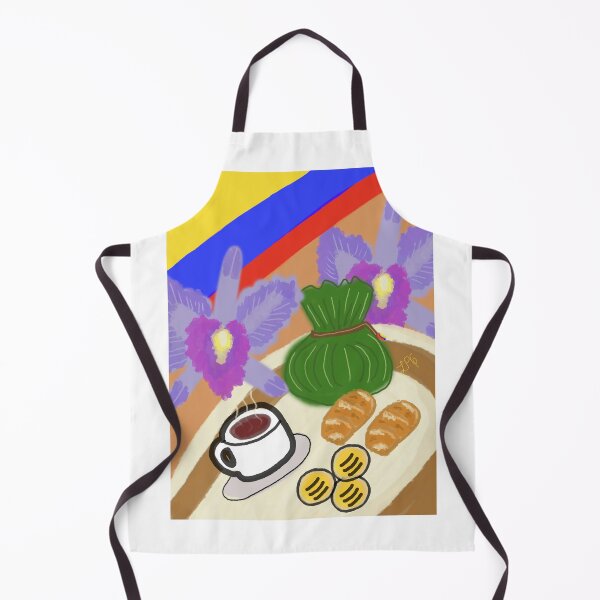 Item preview, Colombian Culture Illustration – Orchid, Arepa, Tamal, Chocolate and Colombia Flag Art designed and sold by ledizo.
