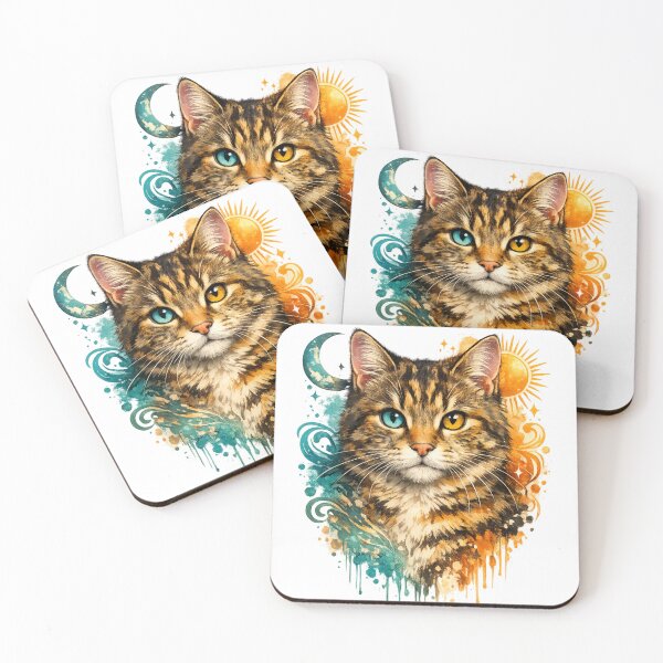 Item preview, Sun and Moon Cat – Celestial Yin Yang Kitty Art designed and sold by EpicwaveDesigns.