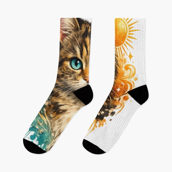 Item preview, Sun and Moon Cat – Celestial Yin Yang Kitty Art designed and sold by EpicwaveDesigns.