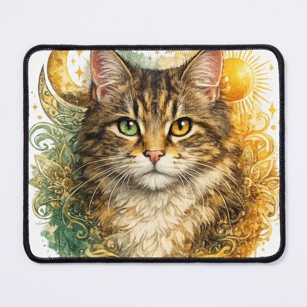 Item preview, Vintage Celestial Cat – Golden Sun and Moon Art designed and sold by EpicwaveDesigns.