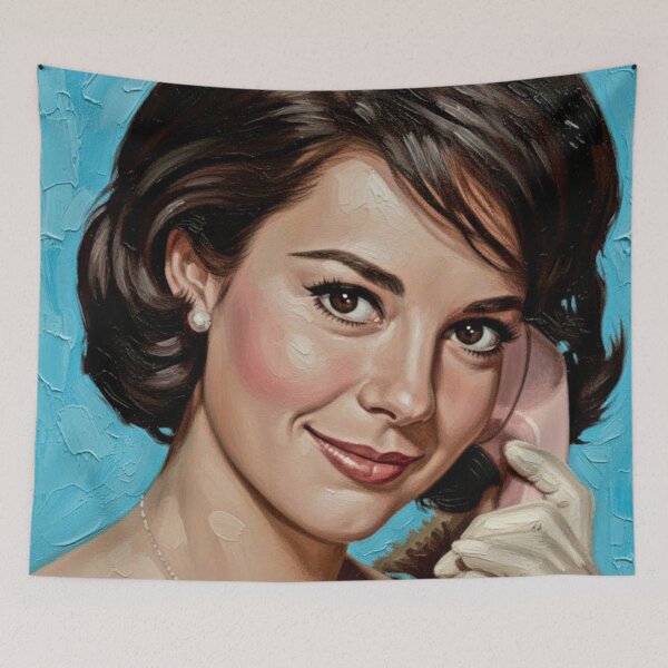 Item preview, The Starlet’s Call: Natalie Wood Vintage Glamour Impasto Portrait designed and sold by Art's Diner.
