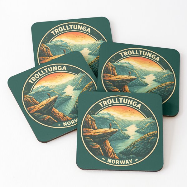 Item preview, Trolltunga Norway Illustration Travel Art Badge designed and sold by KrisSidDesigns.