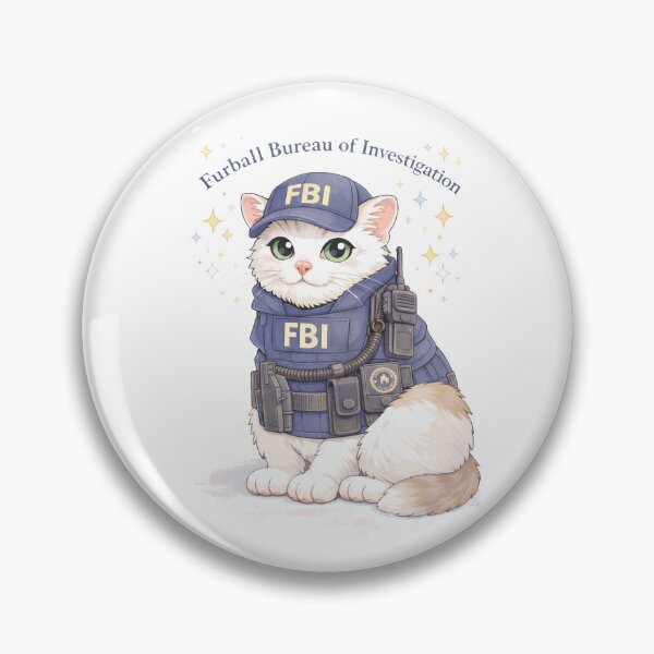 Item preview, Furball Bureau of Investigation Cat – Cute FBI Parody Sticker designed and sold by .onemoredesign..