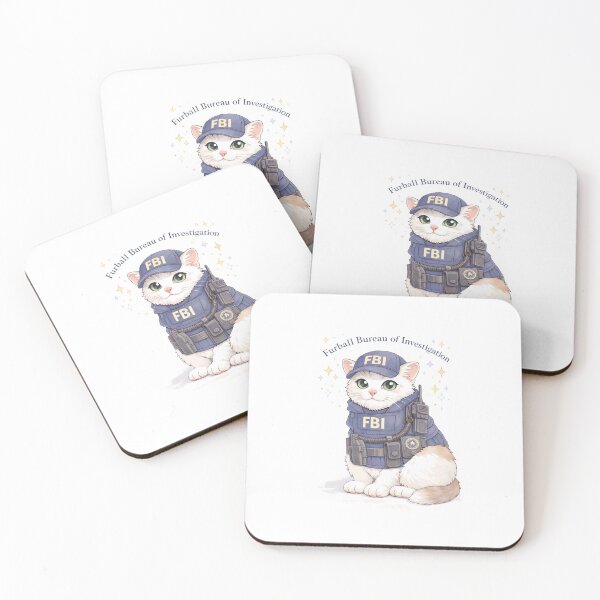 Item preview, Furball Bureau of Investigation Cat – Cute FBI Parody Sticker designed and sold by .onemoredesign..