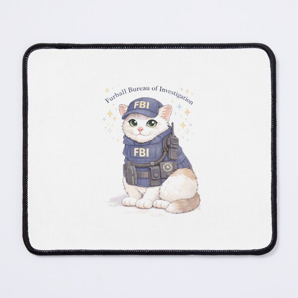 Item preview, Furball Bureau of Investigation Cat – Cute FBI Parody Sticker designed and sold by .onemoredesign..