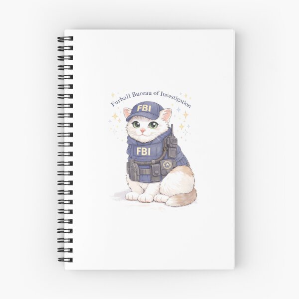 Item preview, Pegatina de gato peludo de la Oficina de Investigaciones (parodia del FBI) designed and sold by .onemoredesign..