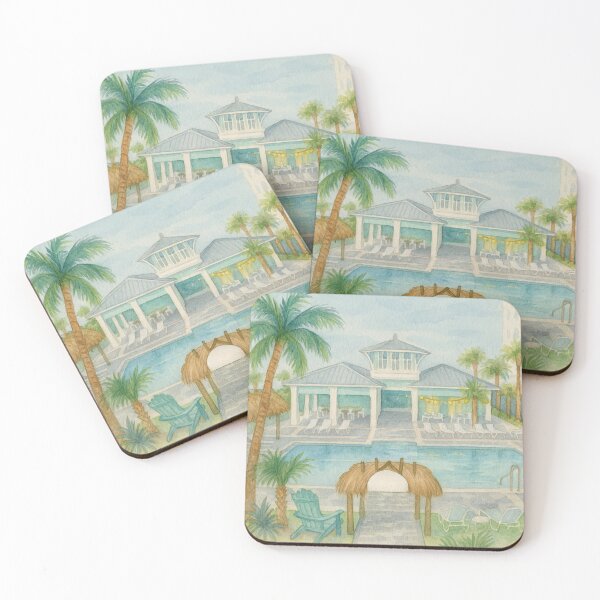 Item preview, Coastal Beach Club Pool | Resort Watercolor Art designed and sold by Tiki Cove.