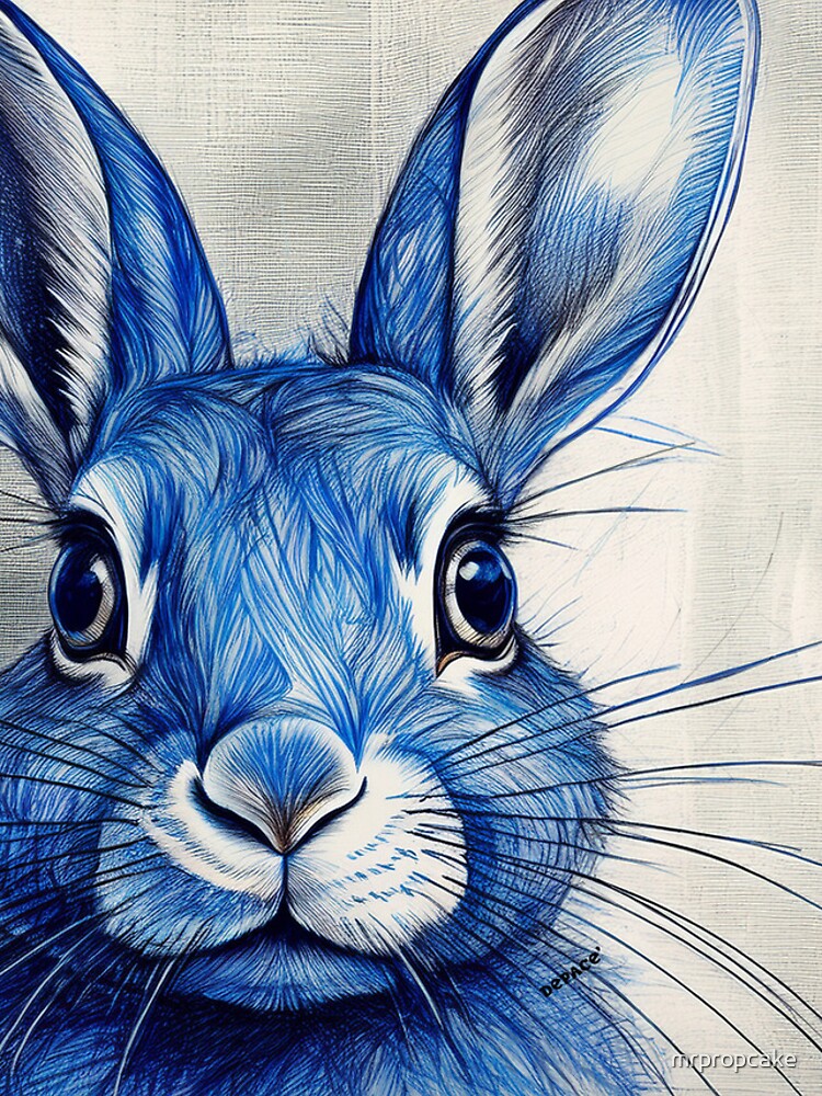 Thumbnail 4 of 4, iPhone Case, Blue Ink Rabbit Portrait designed and sold by mrpropcake.