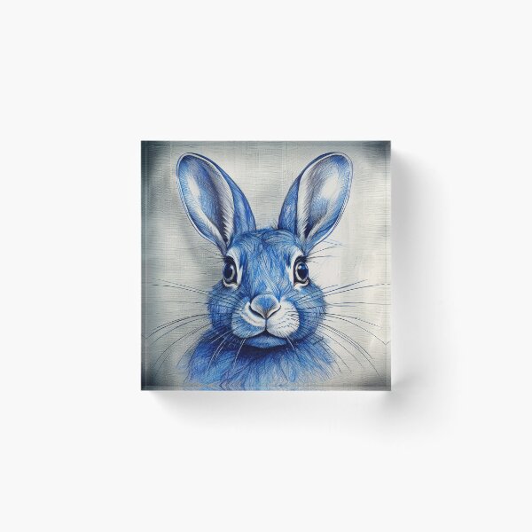 Item preview, Blue Ink Rabbit Portrait designed and sold by mrpropcake.