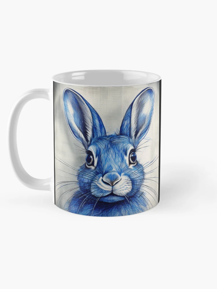 Thumbnail 5 of 6, Coffee Mug, Blue Ink Rabbit Portrait designed and sold by mrpropcake.