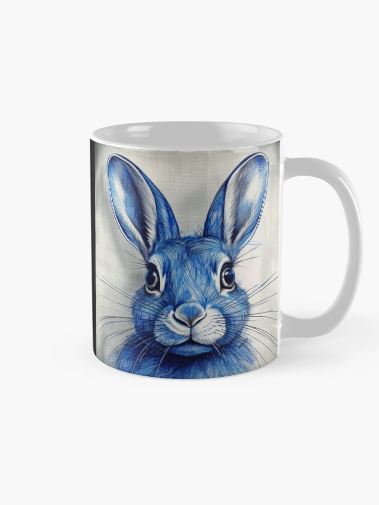 Thumbnail 3 of 6, Coffee Mug, Blue Ink Rabbit Portrait designed and sold by mrpropcake.