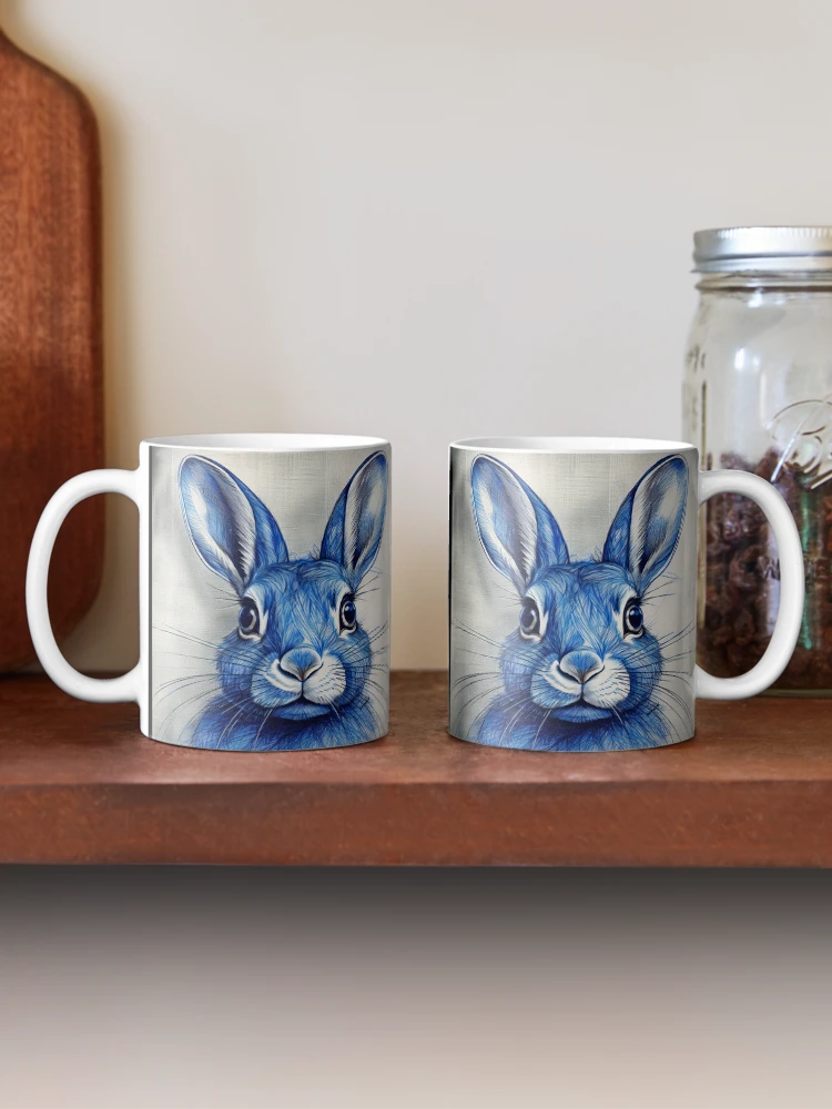 Thumbnail 2 of 6, Coffee Mug, Blue Ink Rabbit Portrait designed and sold by mrpropcake.