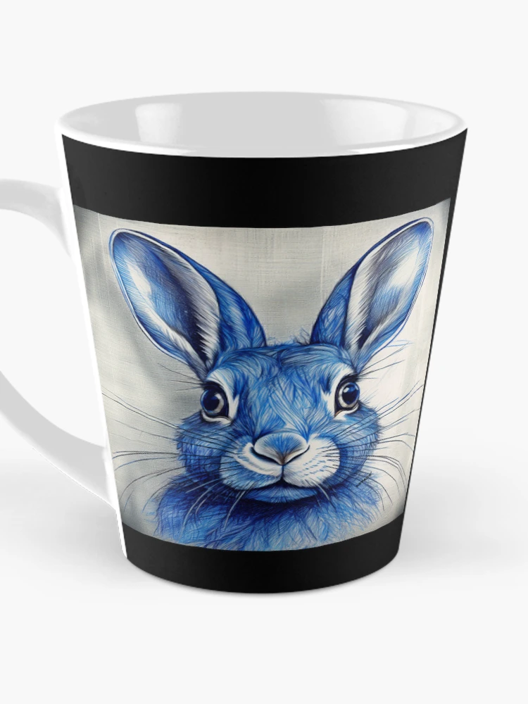 Thumbnail 3 of 4, Coffee Mug, Blue Ink Rabbit Portrait designed and sold by mrpropcake.