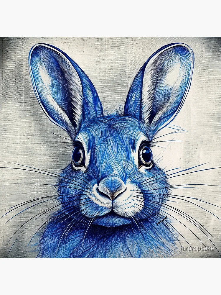 Thumbnail 2 of 2, Tote Bag, Blue Ink Rabbit Portrait designed and sold by mrpropcake.