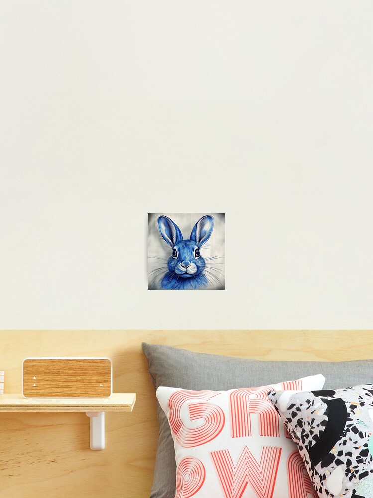 Thumbnail 2 of 3, Photographic Print, Blue Ink Rabbit Portrait designed and sold by mrpropcake.
