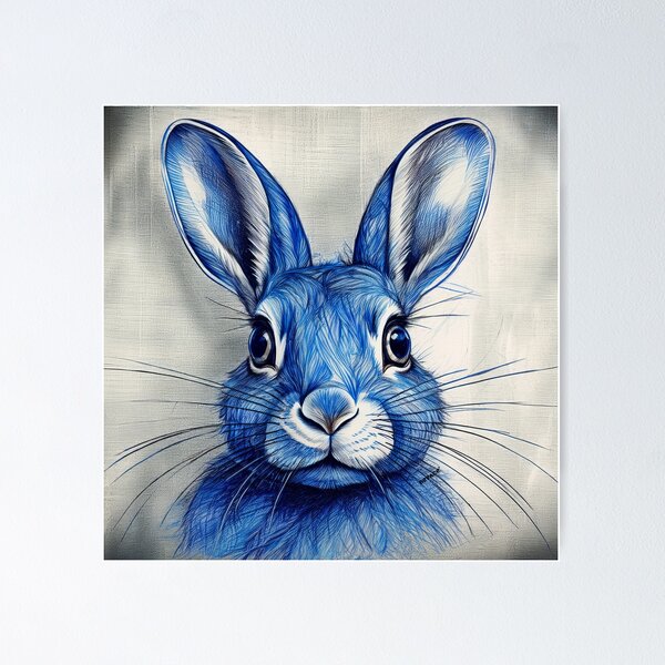 Item preview, Blue Ink Rabbit Portrait designed and sold by mrpropcake.