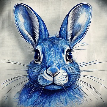Artwork thumbnail, Blue Ink Rabbit Portrait by mrpropcake