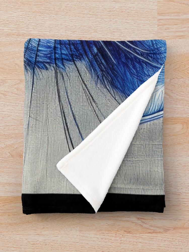 Thumbnail 3 of 6, Throw Blanket, Blue Ink Rabbit Portrait designed and sold by mrpropcake.