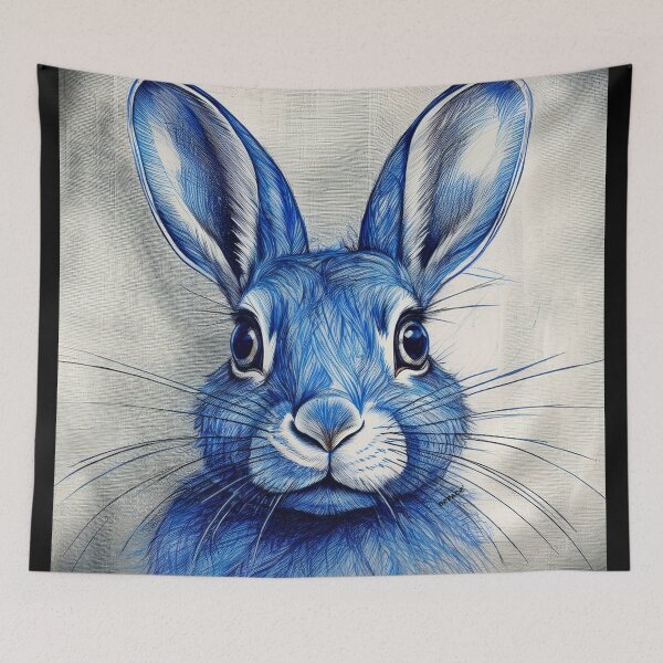 Item preview, Blue Ink Rabbit Portrait designed and sold by mrpropcake.
