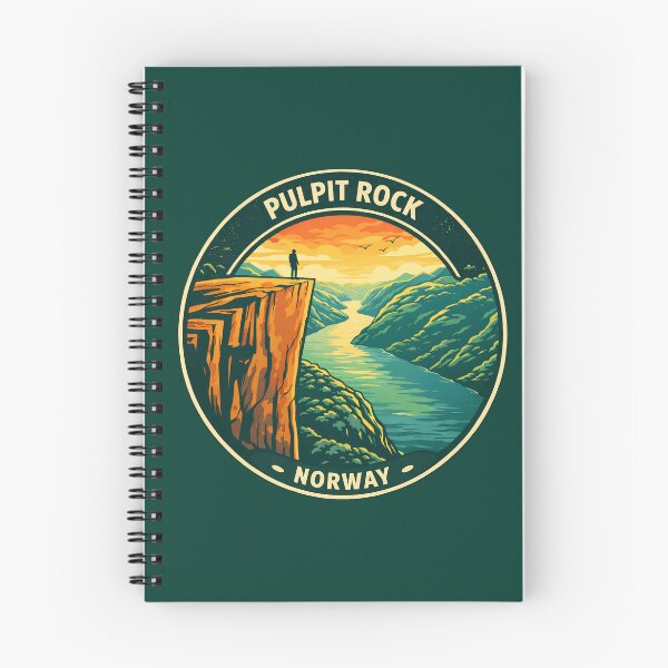 Item preview, Pulpit Rock Norway Illustration Travel Art Badge designed and sold by KrisSidDesigns.