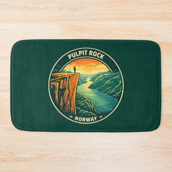 Item preview, Pulpit Rock Norway Illustration Travel Art Badge designed and sold by KrisSidDesigns.