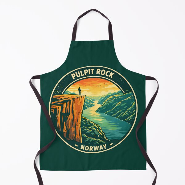 Item preview, Pulpit Rock Norway Illustration Travel Art Badge designed and sold by KrisSidDesigns.