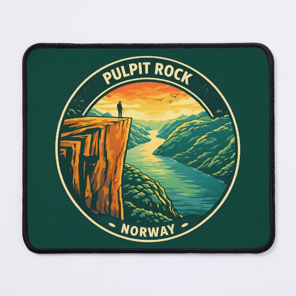 Item preview, Pulpit Rock Norway Illustration Travel Art Badge designed and sold by KrisSidDesigns.