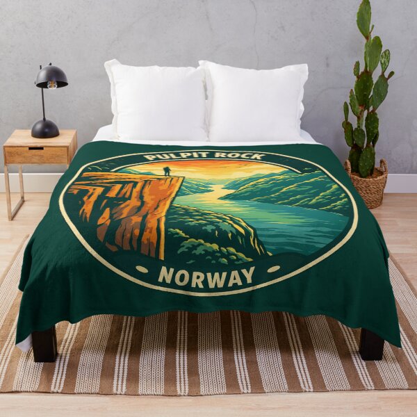 Item preview, Pulpit Rock Norway Illustration Travel Art Badge designed and sold by KrisSidDesigns.
